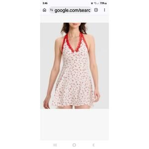 White & Red Chili Pepper Halter Mini Dress  Size Small  NWT